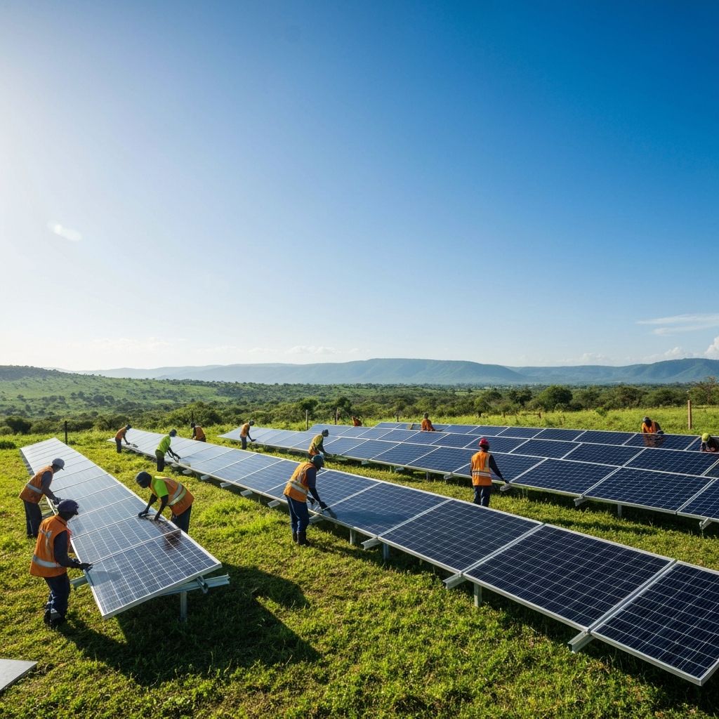 Solar panel installation team